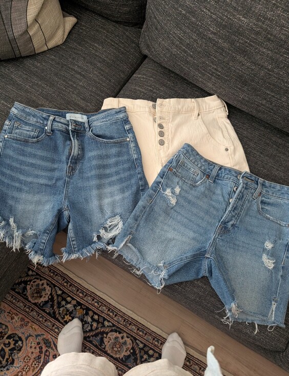 Risen Jeans Pants - Old Navy Blue, Cream Banana  and Risen High-Rise Denim Distressed Trio